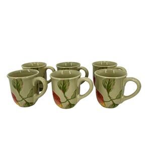 April Cornell Silvestri collection heavy duty ceramic tall mugs. Set of 6